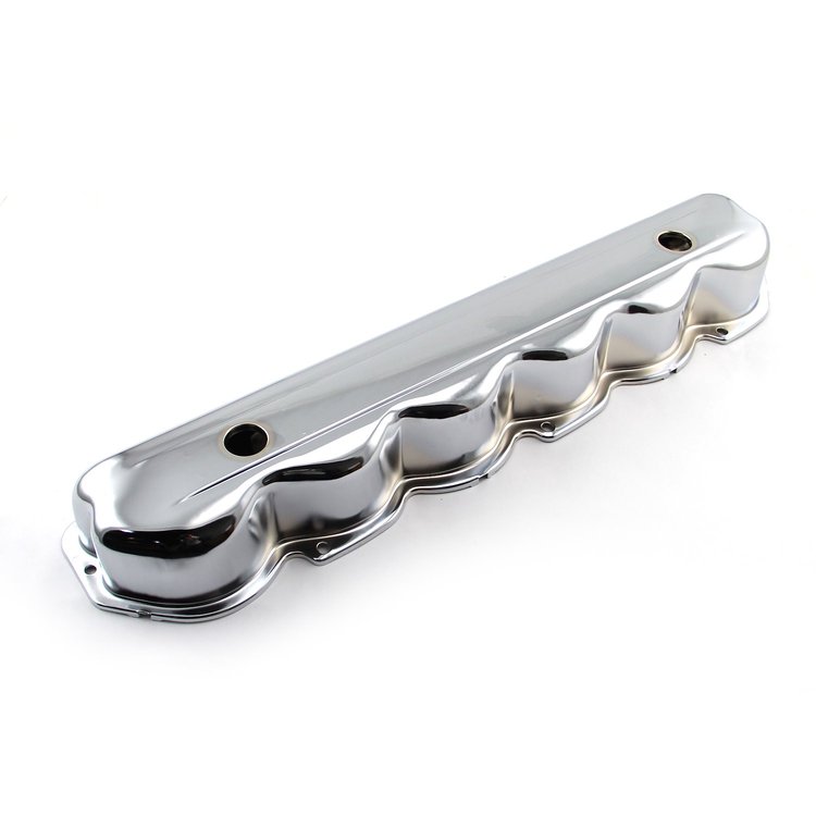 Ford 240 300 I6 1965-87 Chrome Steel Valve Cover 3 1/4 Tall w/2x Baffled Holes
