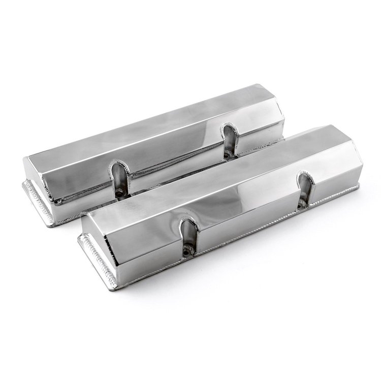 Chevy SBC 350 Polished Fabricated Valve Covers - Tall w/o Hole
