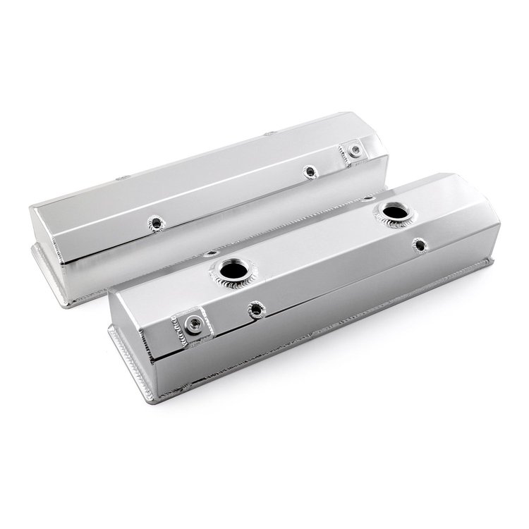 Chevy SBC 350 Anodized Fabricated Circle Track Valve Covers - Tall w/Hole Prem