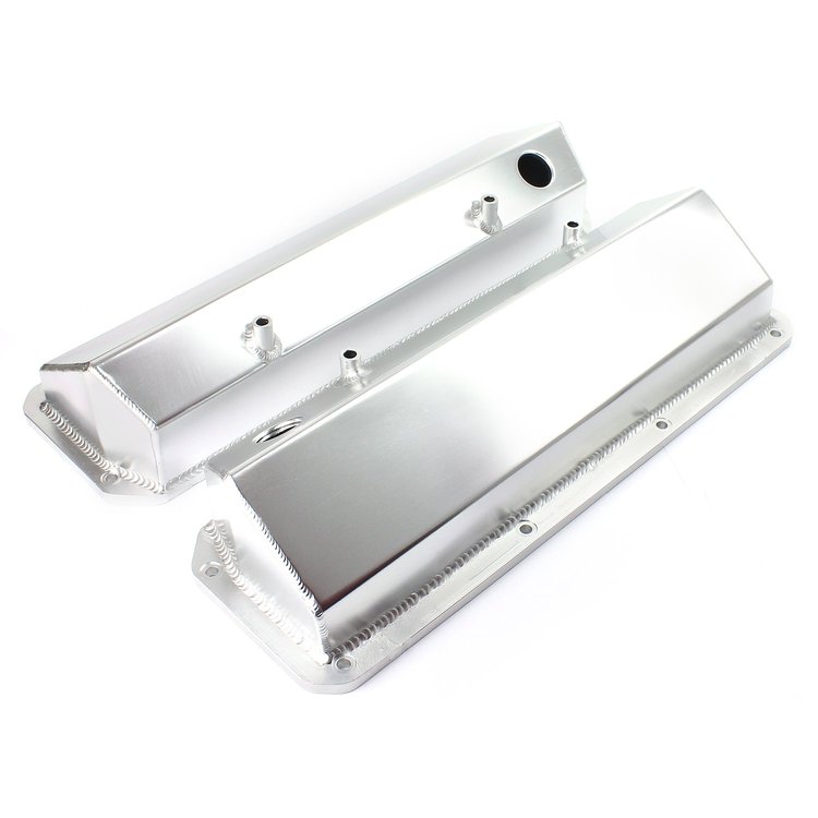 Ford 302 351C Cleveland Anodized Fabricated Valve Covers - Tall w/ Hole