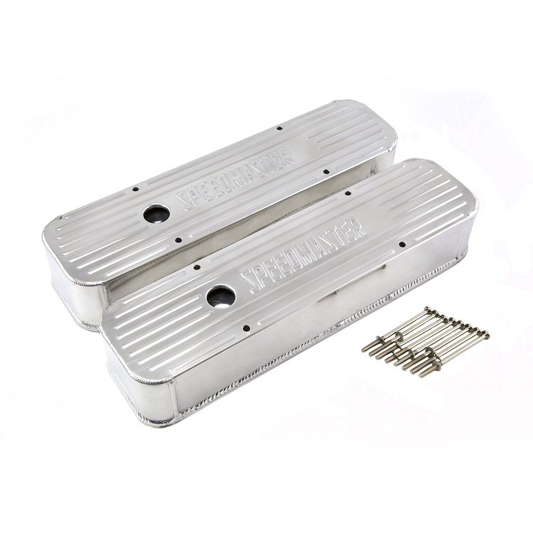 Chevy SBC 350 Silver Anodized Fabricated Valve Covers - Tall w/ Hole
