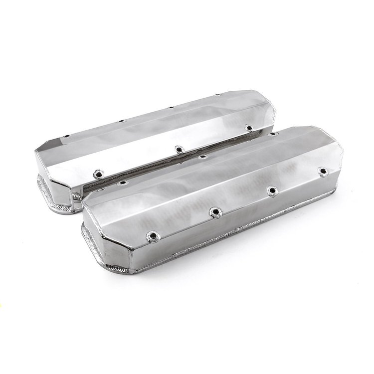 Chevy BBC 454 Polished Long Bolt Fabricated Valve Covers - Tall w/o Hole