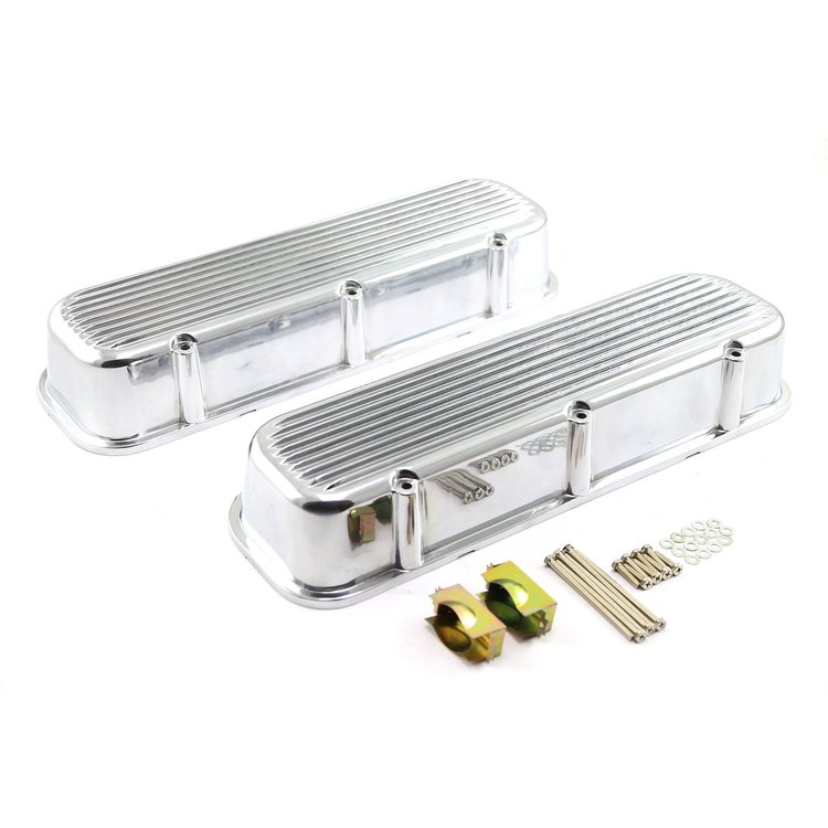 Chevy BBC 454 Classic Finned Aluminum Valve Covers - Tall w/o Hole