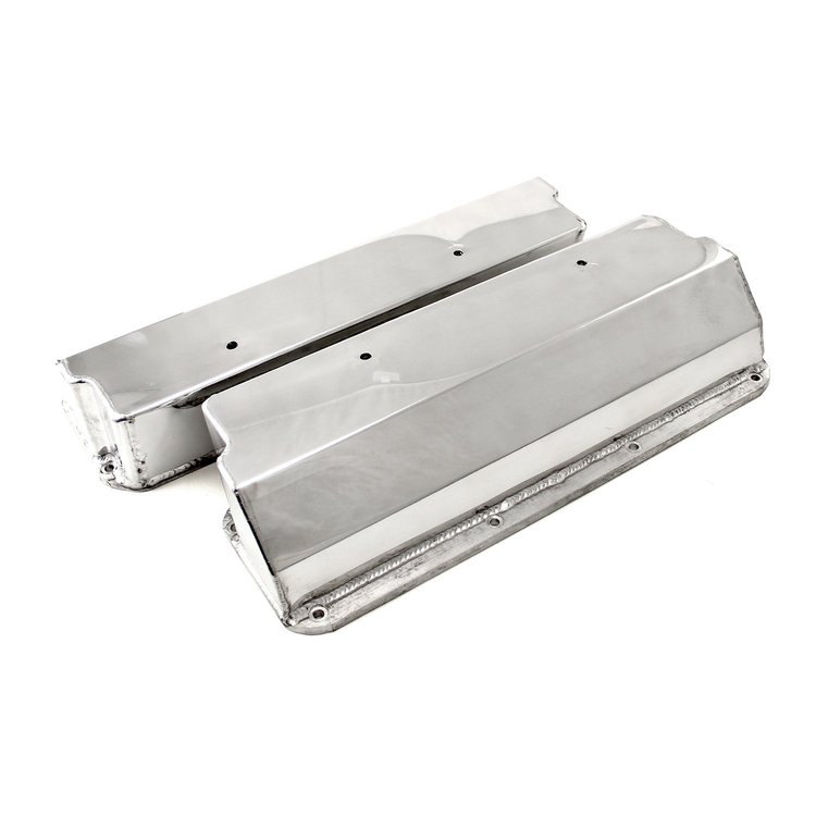 Ford 302 351C Cleveland Polished Fabricated Valve Covers Extra Tall w/o Hole