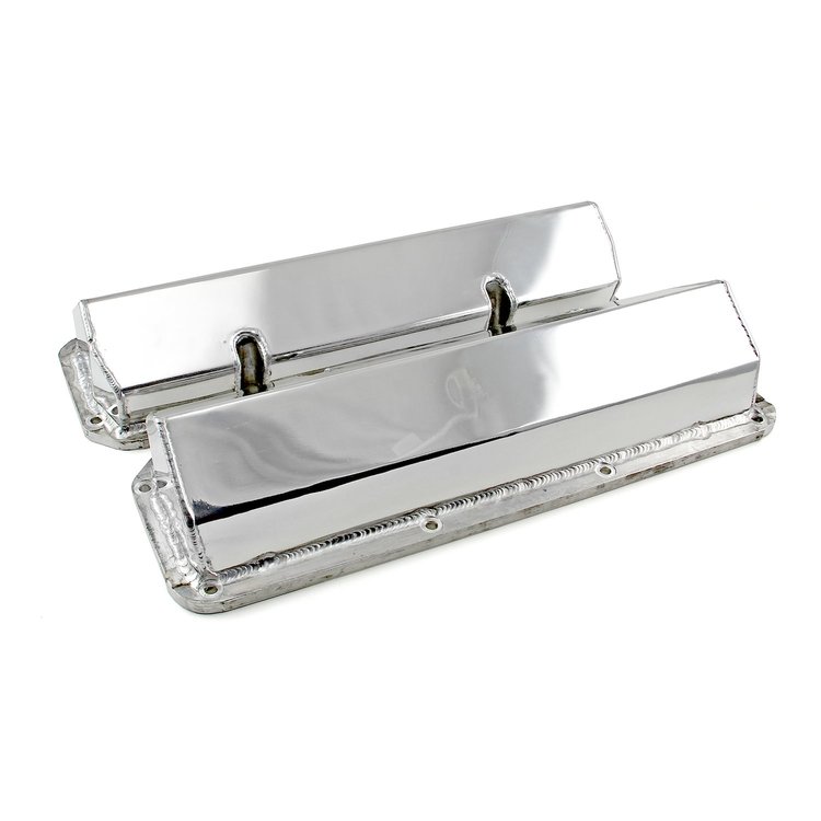 Ford 302 351C Cleveland Chrome Fabricated Valve Covers Extra Tall without Hole