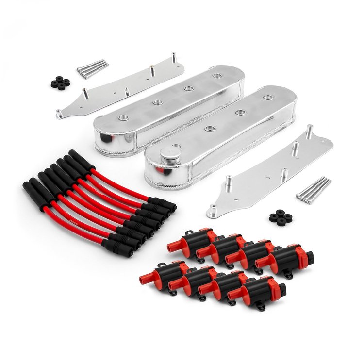PCE314.1251 Chevy LS1 LS2 LS3 LS6 LS7 Fabricated Valve Covers Coil Packs Wire Combo Kit