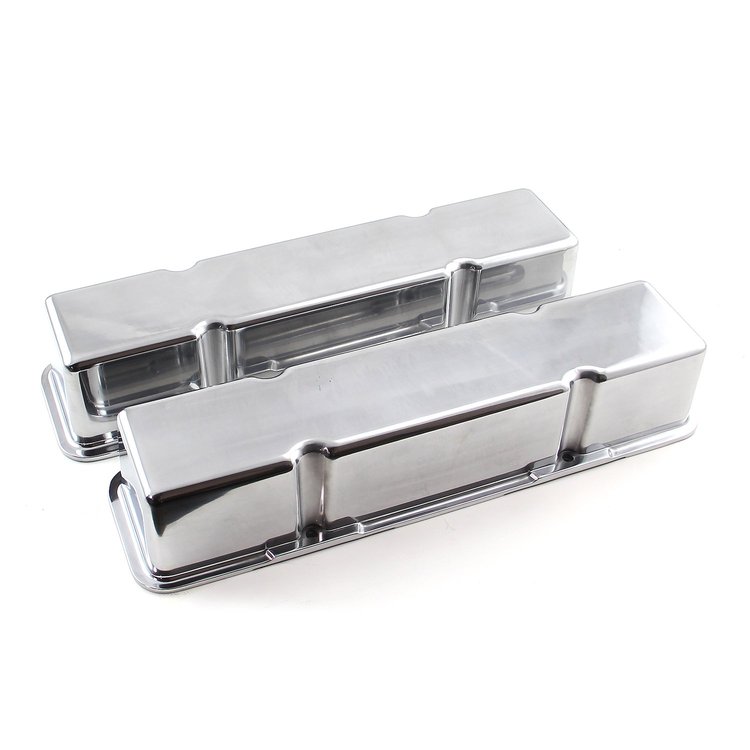 PCE314.1017.01 Chevy SBC 350 Aluminum Plain Valve Cover - Tall w/o Hole