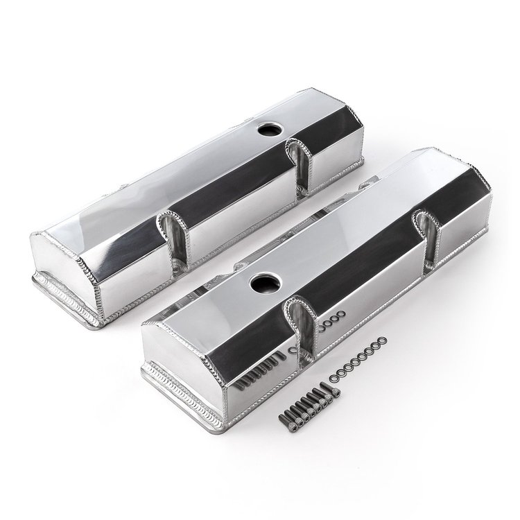 Fabricated Aluminum Valve Covers for Small Block Chevy 350 [Tall with Hole]
