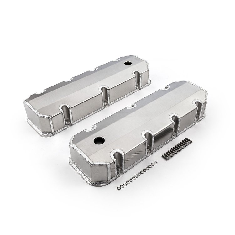 PCE314.1105.01 Fabricated Valve Covers Big Block Chevy, Tall w/ Hole [Satin]