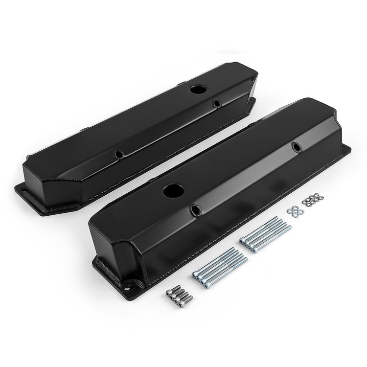 Tall Fabricated Valve Covers for 383 & 440 Big Block Mopar V8 [Black Anodized]