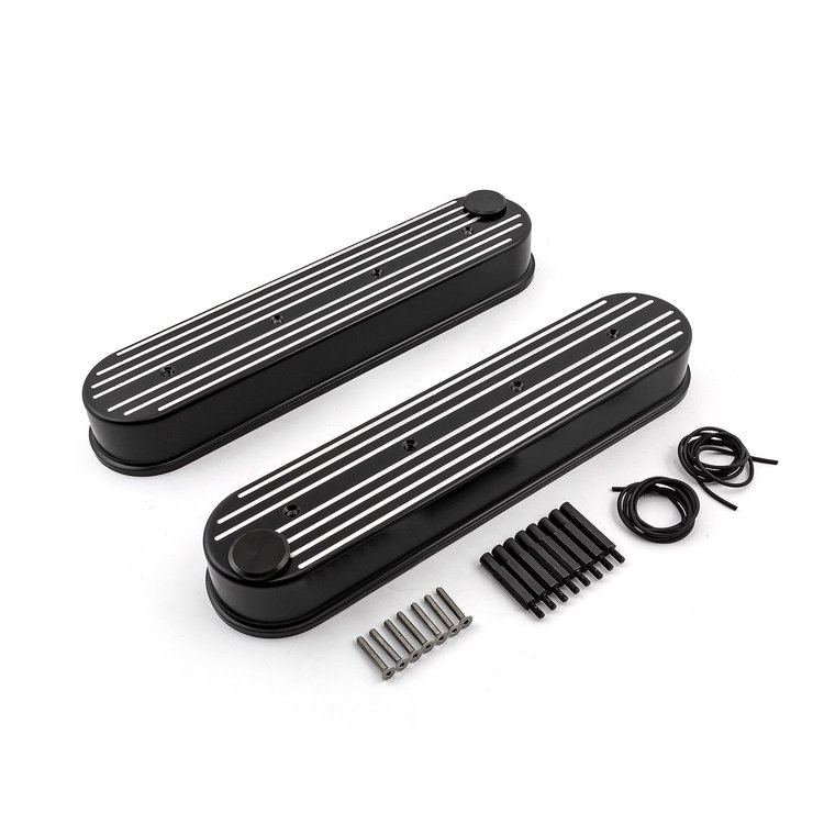 PCE314.1226.04 Chevy Ls1 Ls2 Ls3 Ls6 Ls7 Black Ball Milled Valve Covers - W/O Coil Mounts