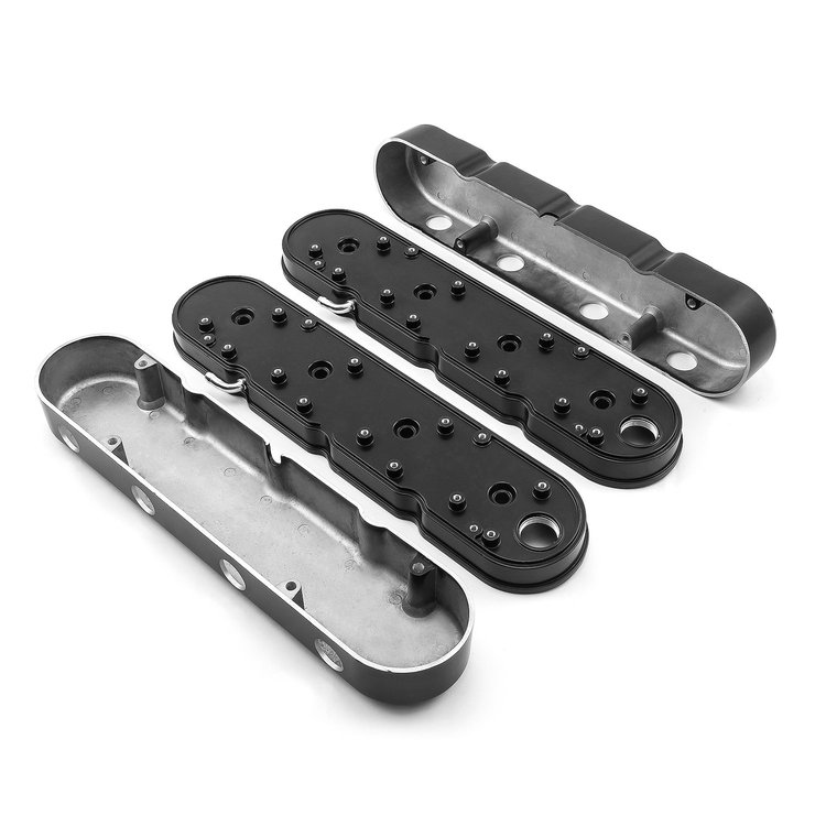 2-Piece Hidden-Coil Aluminum Valve Covers Chevy LS1/LS2/LS6, LS3, and LS7 - Black