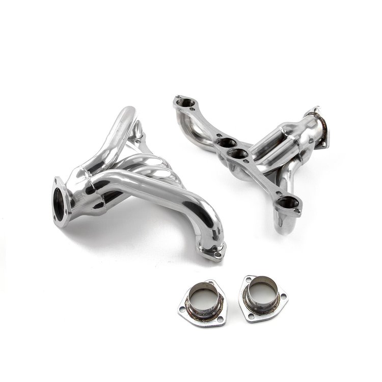 PCE316104201 Chevy SBC 350 1 5/8" Block Hugger Stainless S. Exhaust Headers -Angle Plug Heads