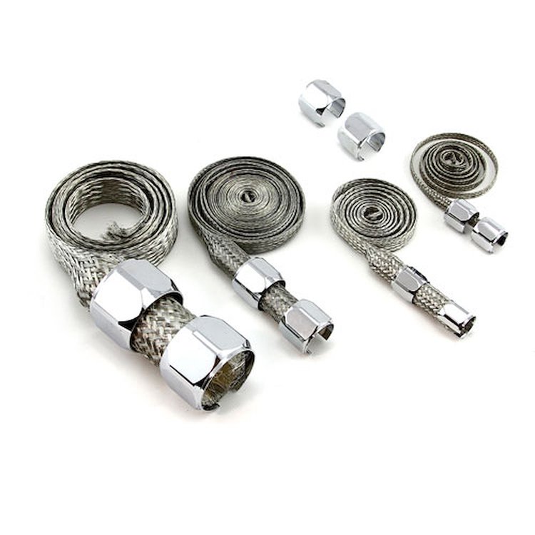 Universal Stainless Steel Braide Hose and End Sleeve Kit - Chrome