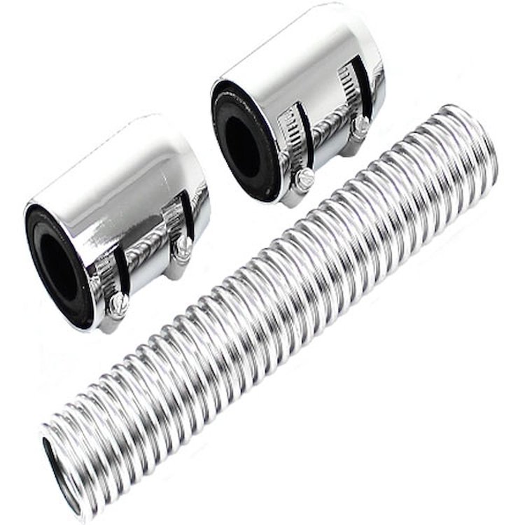 12 Flexible Chrome Stainless Steel Radiator Hose and End Cap Kit