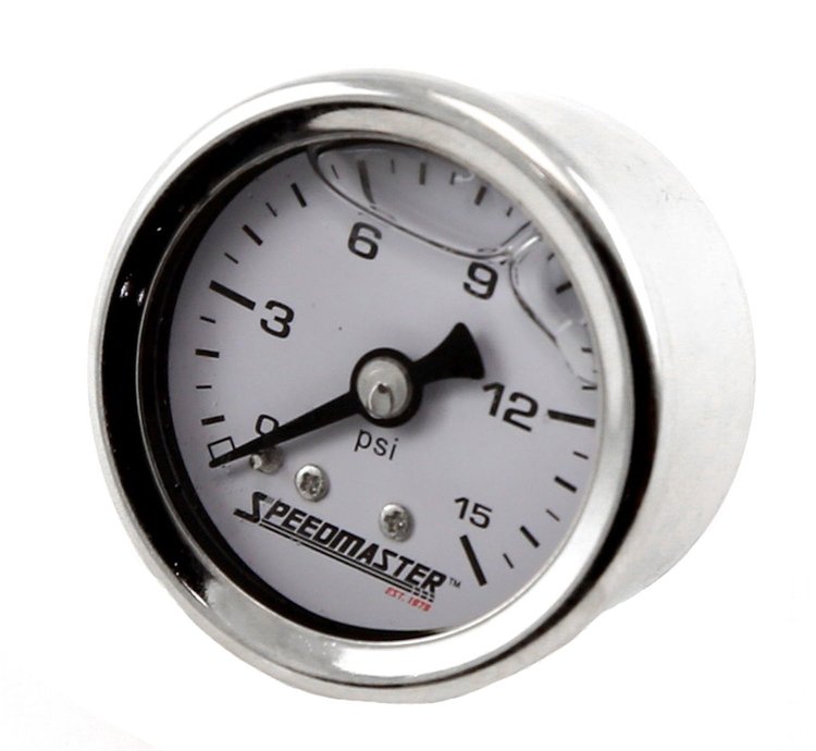 Fuel Pressure Gauge 1-1/2" Diameter 0-15 psi Liquid Filled