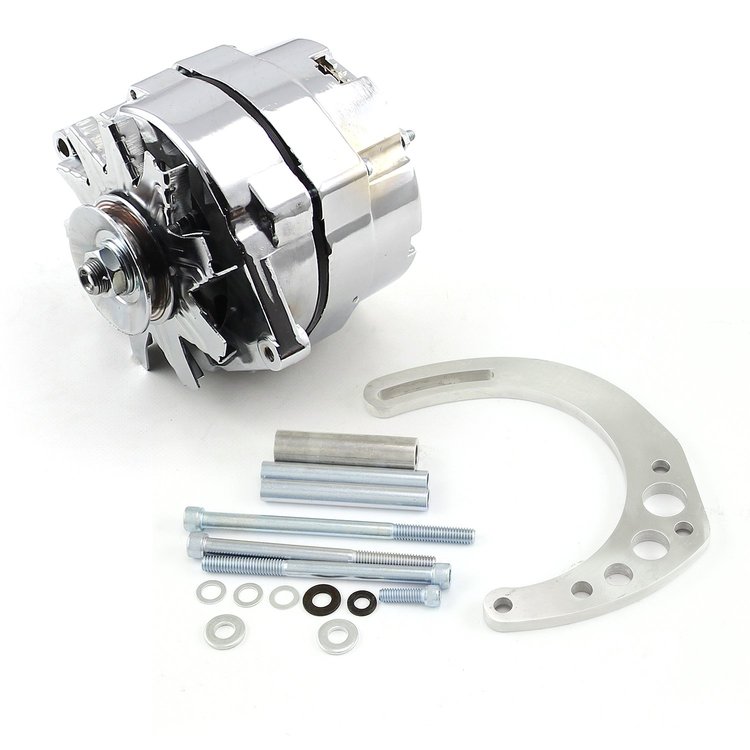 Chevy SBC 350 100 Amp 3 Wire Alternator / Low Mount Electric Pump Bracket Kit