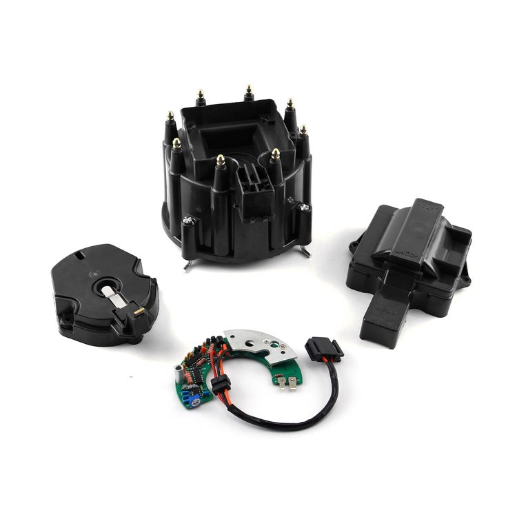 Chevy SBC BBC HEI Distributor Cap Rotor / Module Kit - Black