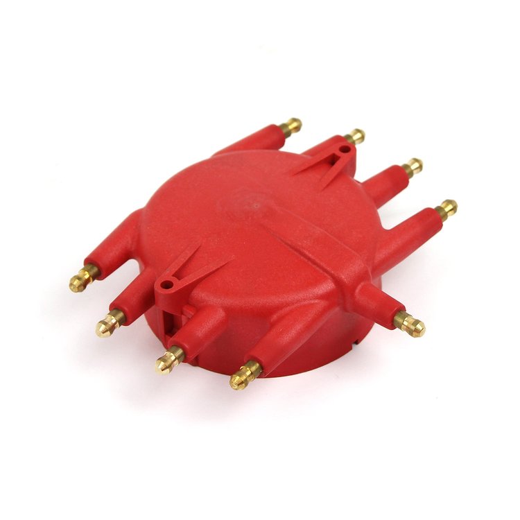 Male/HEI Screw-Down Flathead Crab Distributor Cap - Red