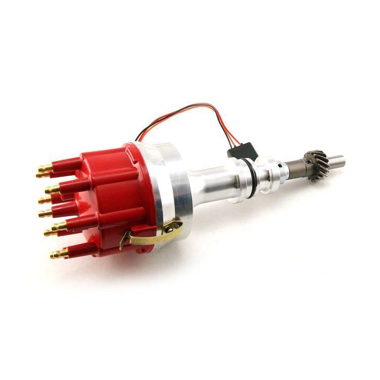 Ford 351W Windsor Race Electronic Advance Billet Aluminum Distributor - Red Cap