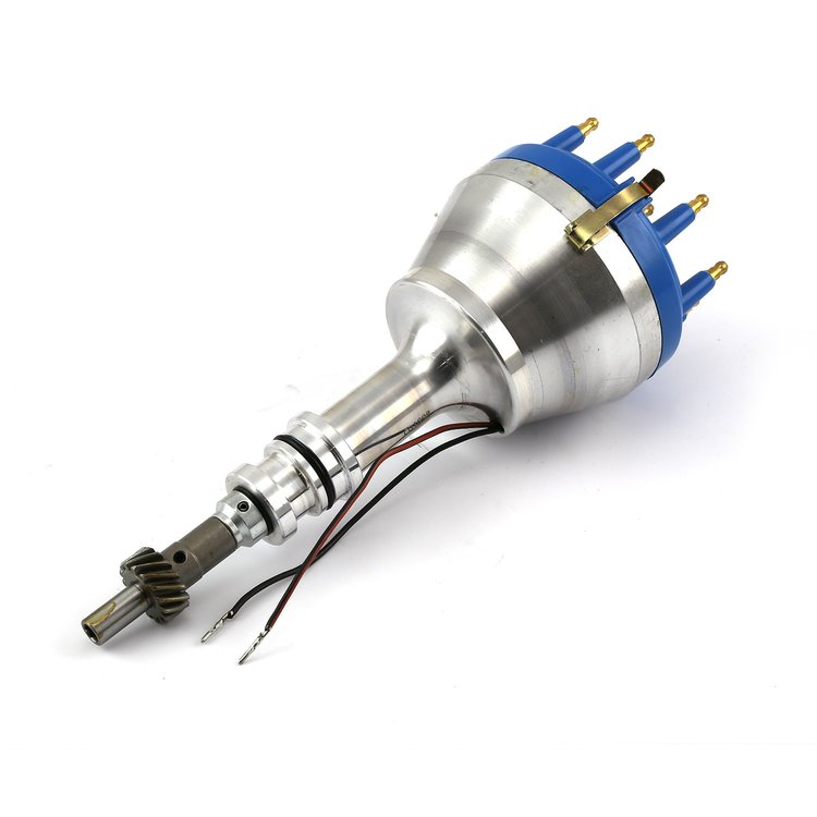 Ford 351W Windsor Large Cap Race Pro Billet Aluminum Distributor - Blue Cap