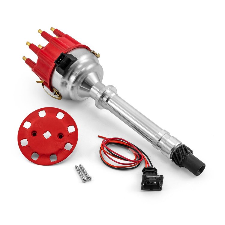 8020-Series Pro-Billet Ready-to-Run Distributor Small Block Chevy/Big Block Chevy [Red Cap]