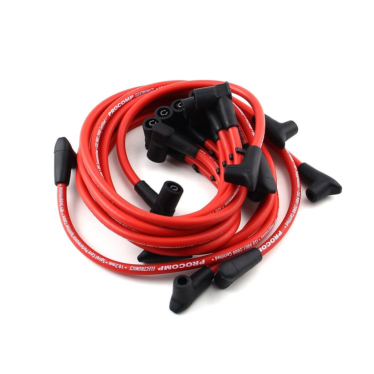 PCE390.1003.03 Universal 90 Deg to 90 Deg Over Covers Female Red Spark Plug Wires Suits Chevy