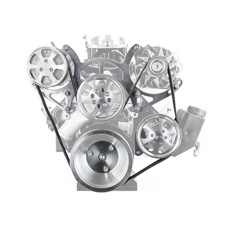 Billet Aluminum Serpentine Pulley Kit Small Block Chevy [Clear Anodized]