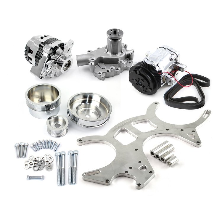PCE415.1046 Ford Small Block 289 302 351w Billet Aluminum 20% Underdrive Serpentine Kit