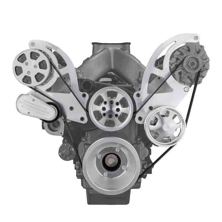 PCE415.1050 Chevy GM LS1 LS2 LS3 LS6 Billet Aluminum High Mount Serpentine Pulley Set