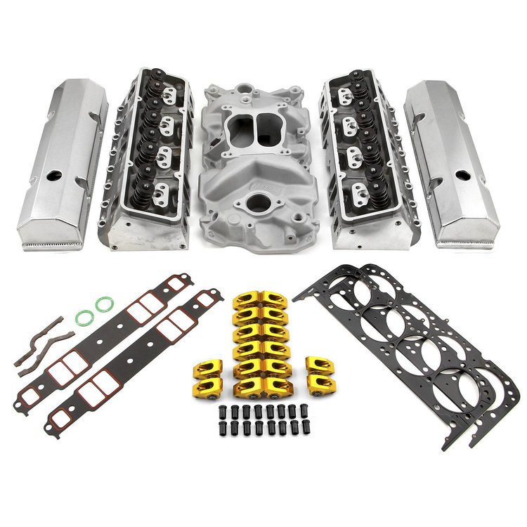 Chevy SBC 350 Hyd FT 220cc Straight Plug Cylinder Head Top End Engine Combo Kit