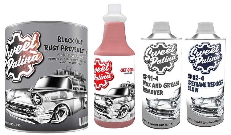 SP-600-571-91-82 “Black-Out” Rust Preventative Coating, “Get Gone” Degreaser, SP91-4 Wax/Grease Remover & Urethane Reducer Kit