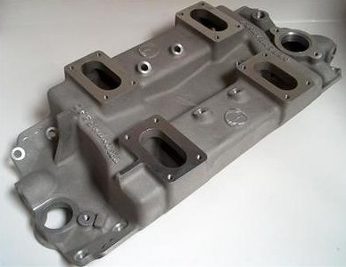 4-Carburetor Pacesetter Intake Manifold for Chevy 283/327/348 V8, 4-Bolt Carb Mounting [Natural Aluminum]