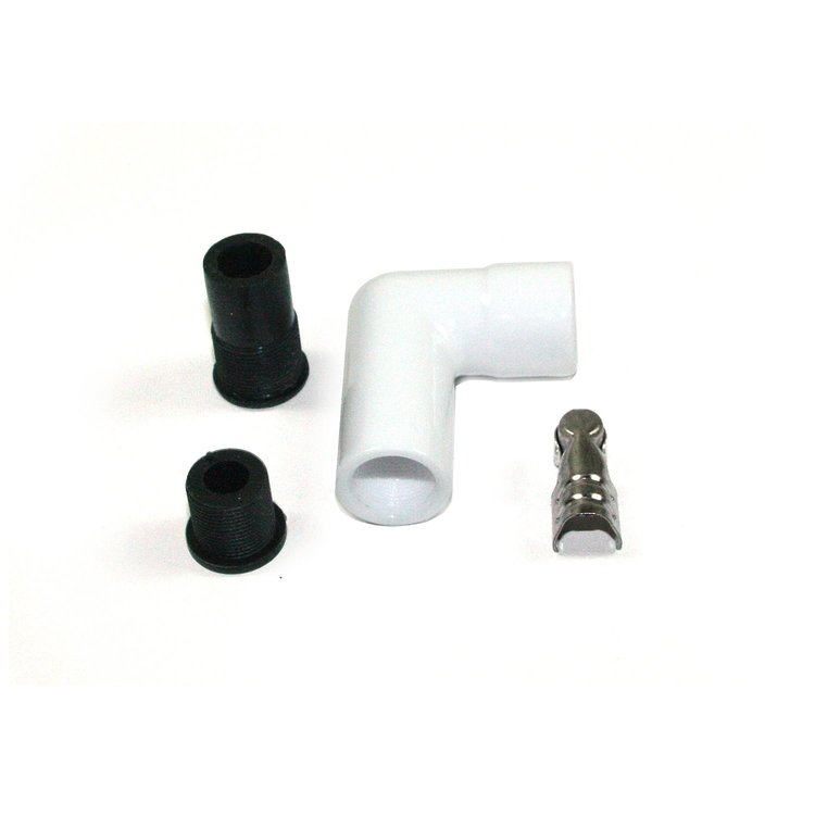 White Ceramic Spark Plug Boot - 90 Degree - Fits 8 mm Wire