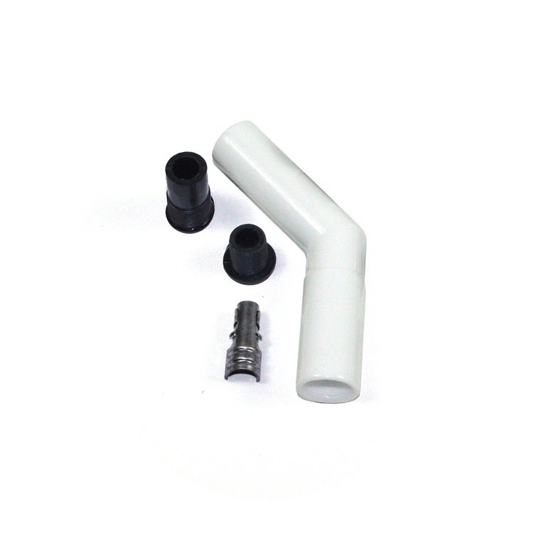 White Ceramic Spark Plug Boot - 45 Degree - Fits 8 mm Wire