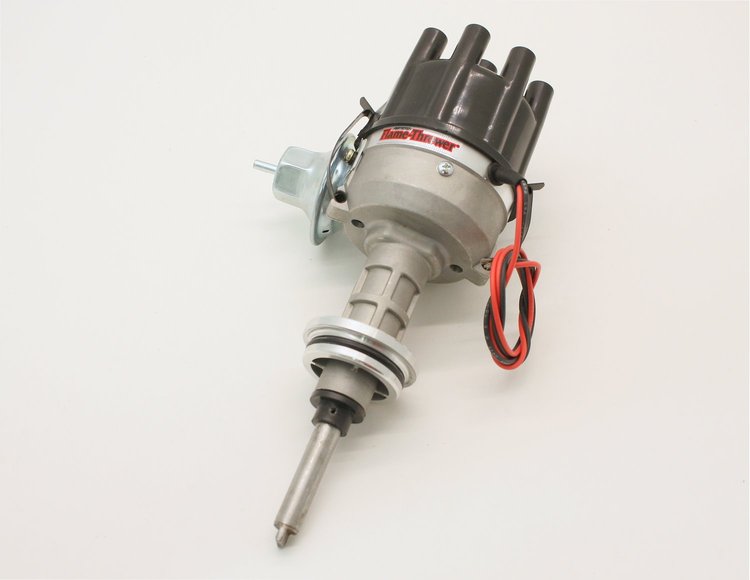 PerTronix D7144600 Flame-Thrower Electronic Distributor Cast Mopar SB with Ignitor III Technology Vacuum Advance Black Cap