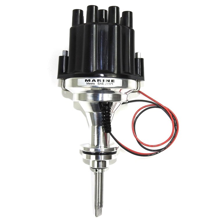 Dist Billet I3 Marine Chrysler 273-360 blk cap