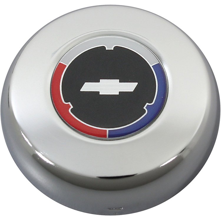 Chrome Chevrolet Horn Cap w/White Bowtie on Black