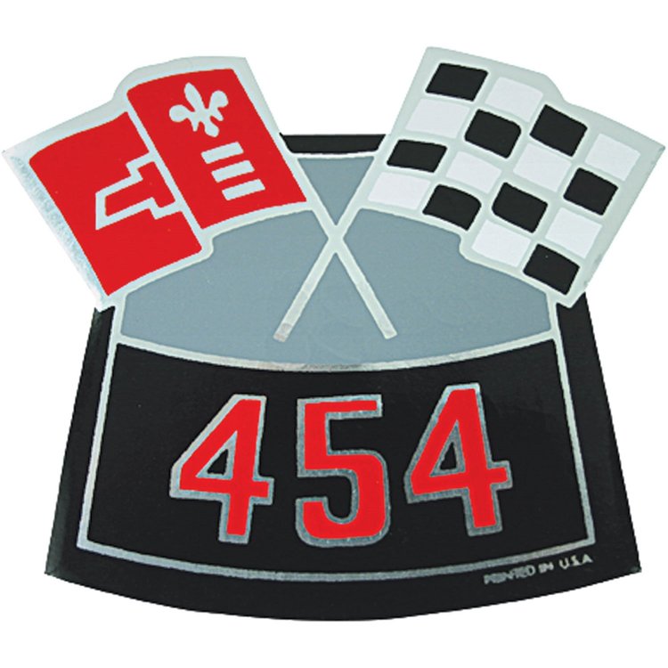 Air Cleaner Decal 1964-88 GM Crossed Flags 454
