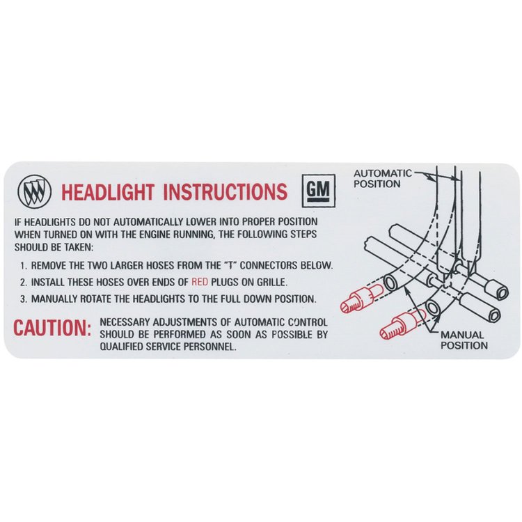 Decal 68-69 Riviera Headlight Instruction