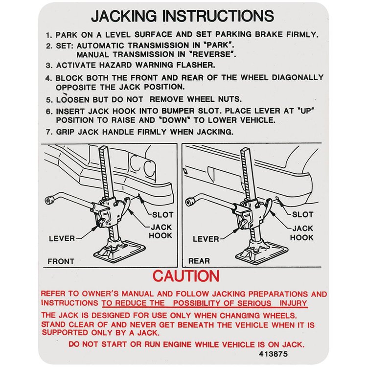 Decal 1973 Cutlass Jacking Instructions
