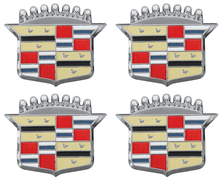 CE08789-ST Emblem, 1963-80 Cadillac, Hub Cap Crest, 4-pc