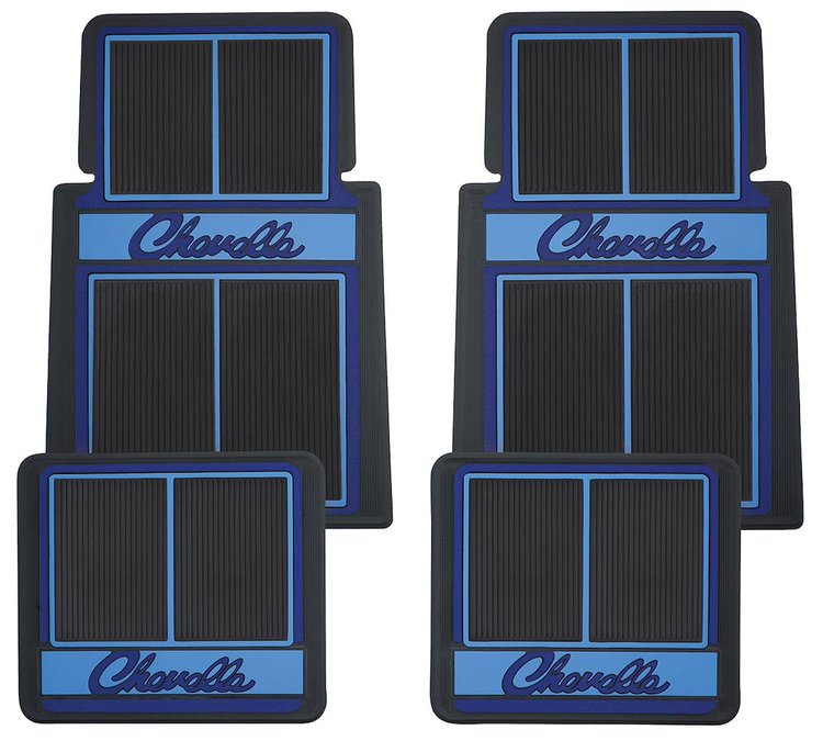 CFM0304-BLNC Floor Mats, Rubber, "Chevelle" Stamped Logo