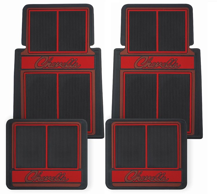 CFM0304-RDNC Floor Mats, Rubber, "Chevelle" Stamped Logo
