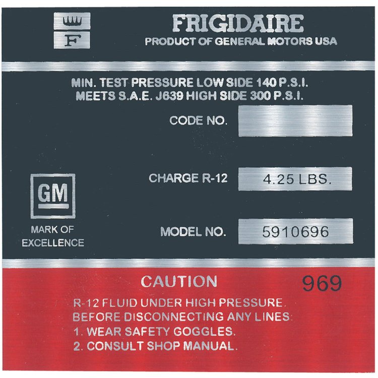 Decal 66 Chevelle/El Camino Air Conditioning Compressor Red 5910696