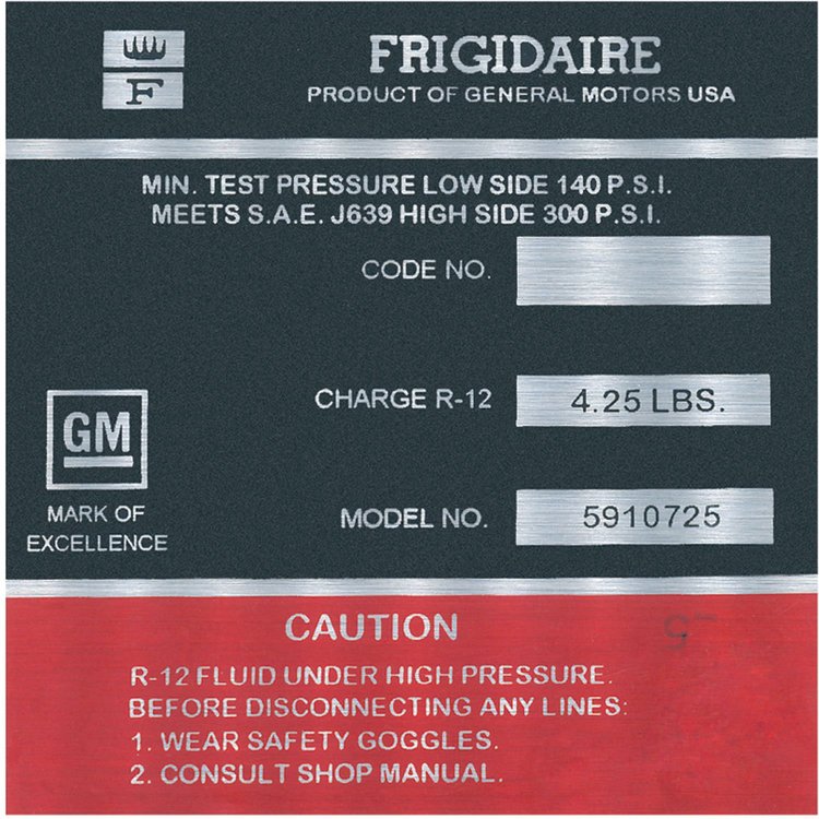 Decal 68 Chevelle/El Camino Air Conditioning Compressor Red 5910725