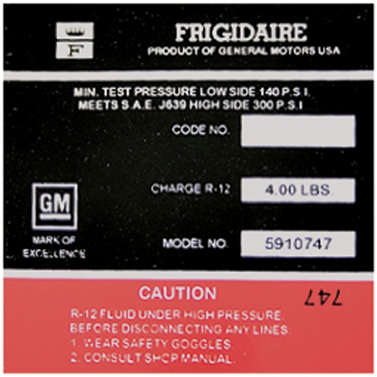 Decal 70 GM Air Conditioning Compressor Red 5910747