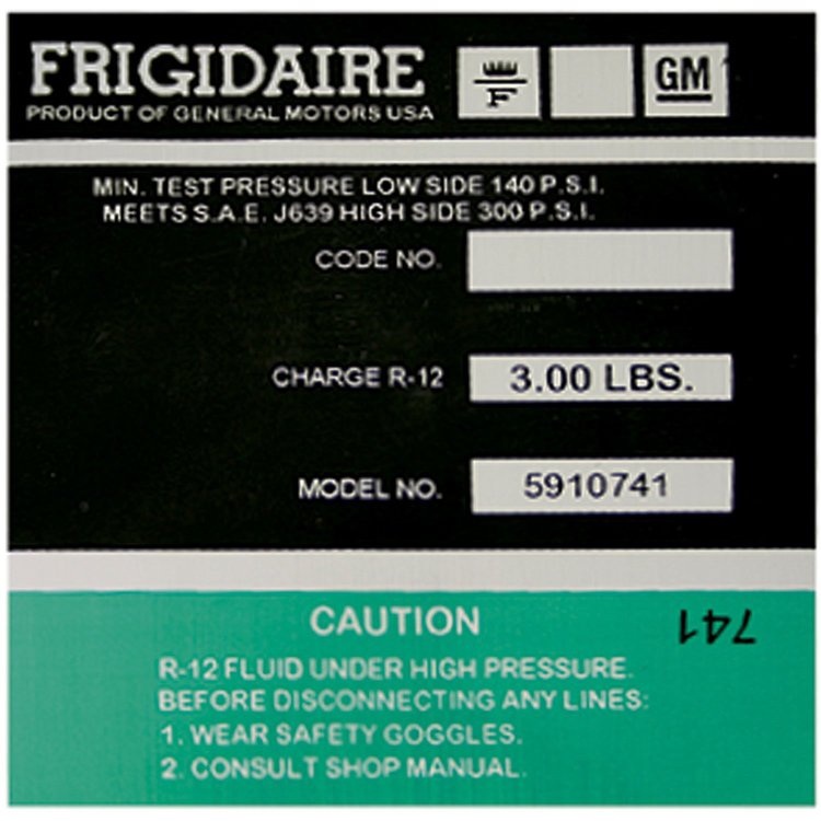 Decal 74-76 GM Air Conditioning Compressor Green 5910741