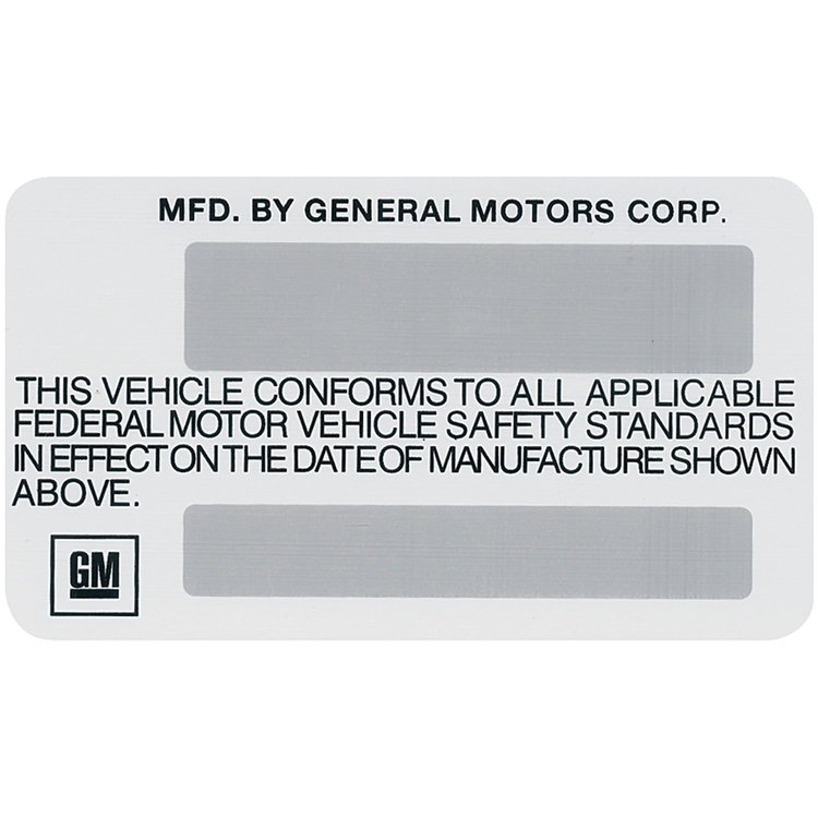 Decal 75 All GM Interior Vehicle Certification Kit