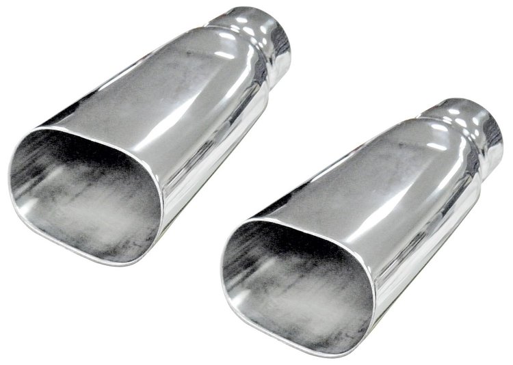 CH32872 Exhaust Tip, Oval, 1969-72 Chevelle/El Camino/Monte Carlo SS, Chrome 3", Pair